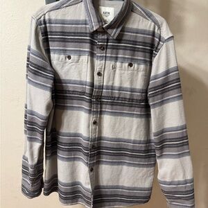 Katin Men's grey and blue striped flannel, men’s small